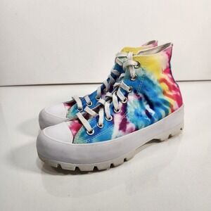 Converse CTAS Womens Lugged‎ Platform Sneakers in Rainbow Tie Dye Print Size 8.5
